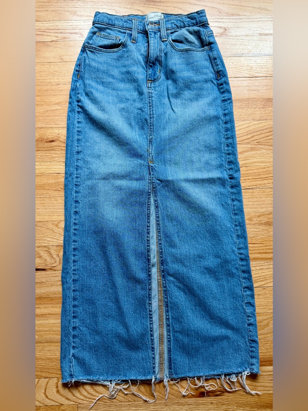 Universal Thread Blue Denim Maxi Skirt with Front Slit